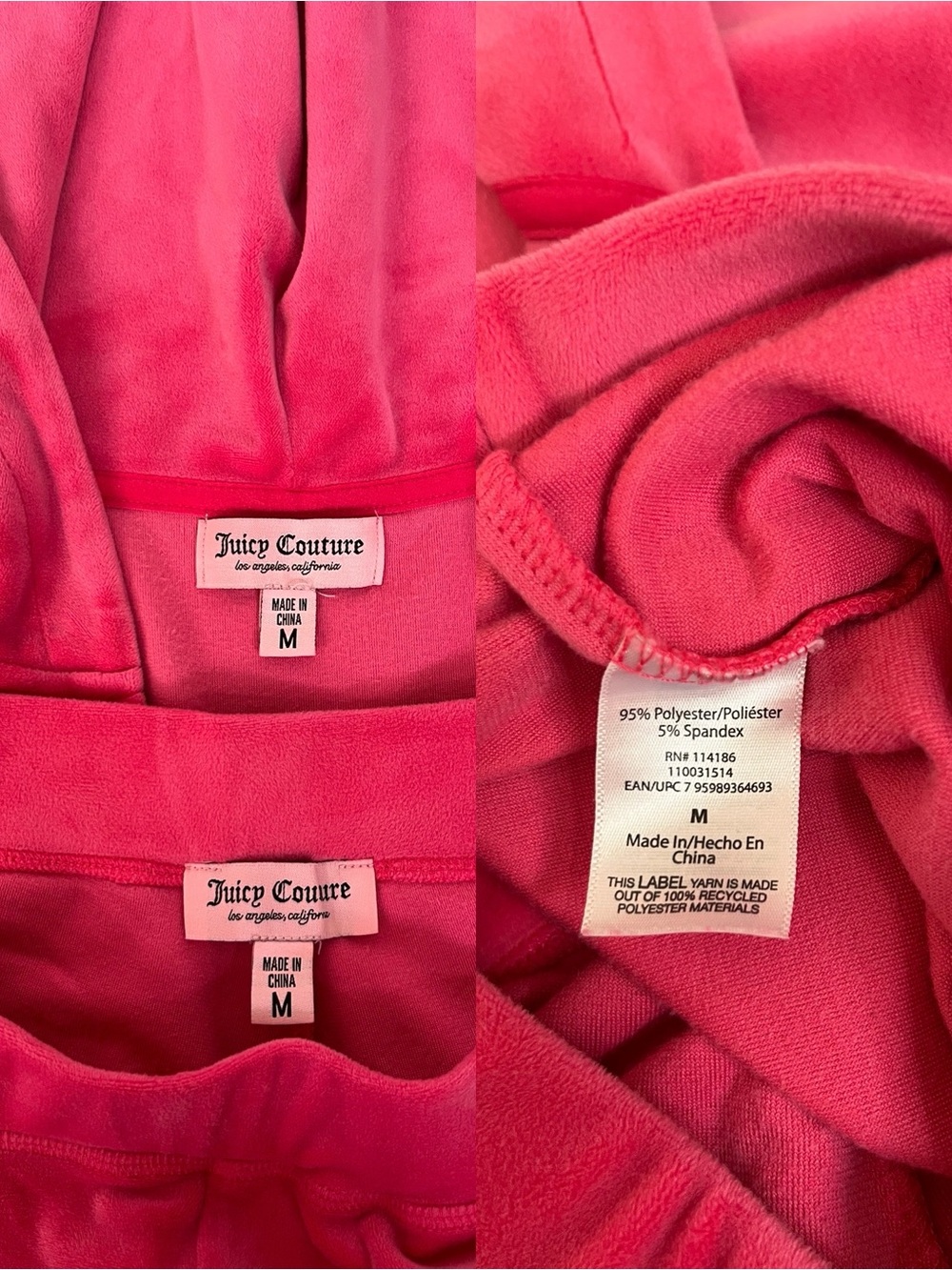 Juicy Couture Hot Pink Velour Track Suit Rhinestone Bum Size Medium - Picture 16 of 16